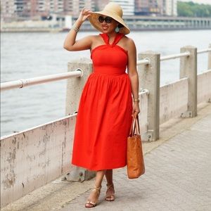 H&M Midi Red Ruffle Dress